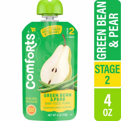 Comforts Stage 2 Green Bean and Pear Baby Food Puree Pouch - Green Bean and Pear