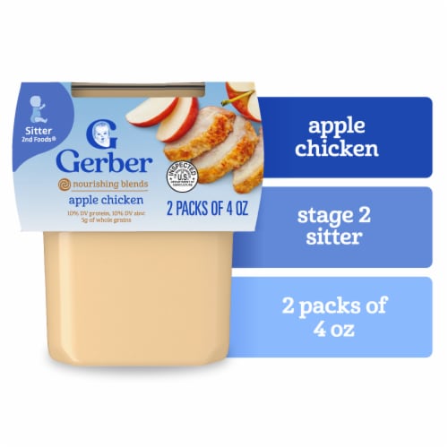 Gerber Stage 2 Baby Food Apple Chicken Tubs Baby Puree - Apple Chicken