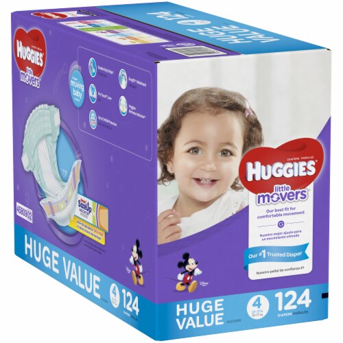 Huggies Little Movers Baby Diapers, Size 4 (22-37 lbs) - Size 4 / 124 Count