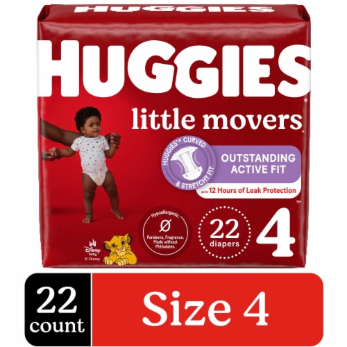 Huggies Little Movers Baby Diapers, Size 4 (22-37 lbs) - Size 4 / 22 Count
