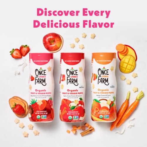 Once Upon a Farm Organic Baby Puffs with Veggies Strawberry - Strawberry