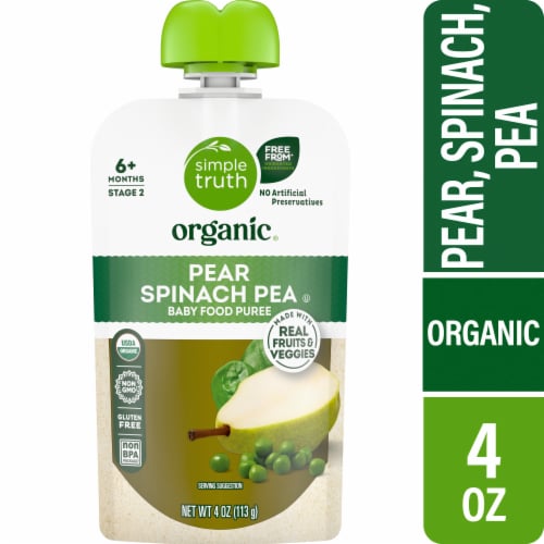 Simple Truth Organic Stage 2 Pear Spinach Pea Baby Food Pouch - Pear Spinach Pea