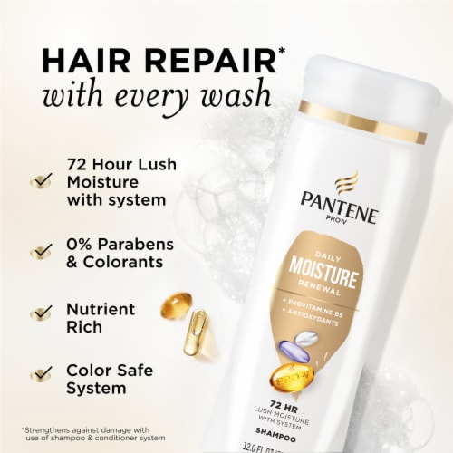 Pantene Daily Moisture Renewal Shampoo, 72 Hour Lush Moisture - 12.0 fl oz