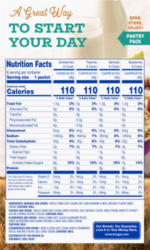 Kroger® Naturally Flavored Maple and Brown Sugar Instant Oatmeal - Fruit & Cream - Variety Pack