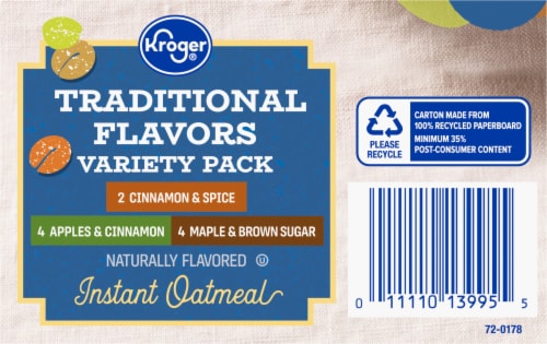 Kroger® Naturally Flavored Maple and Brown Sugar Instant Oatmeal - Traditional Flavors - Variety Pack