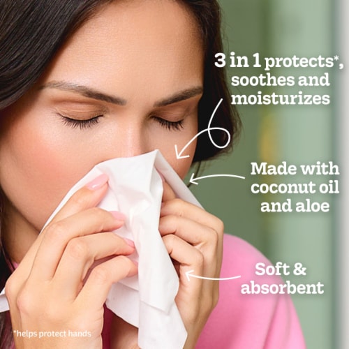 Kleenex® Lotion Facial Tissues with Coconut Oil, 4 Flat Boxes, 120 Tissues Per Box, 3-Ply - Kleenex® Lotion Facial Tissues with Coconut Oil, 4 Flat Boxes, 120 Tissues Per Box, 3-Ply