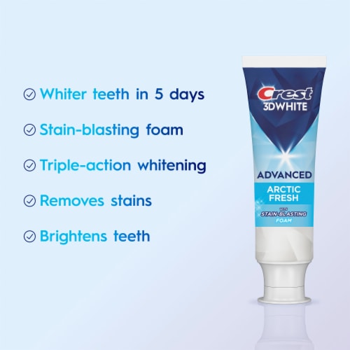 Crest 3DWhite Advanced Teeth Whitening Toothpaste, Arctic Fresh, 3.3 oz, Pack of 3 - Arctic Fresh / 3.3 oz
