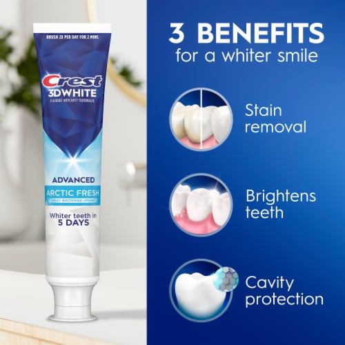 Crest 3DWhite Advanced Teeth Whitening Toothpaste, Arctic Fresh, 3.3 oz, Pack of 3 - Arctic Fresh / 4.9 oz