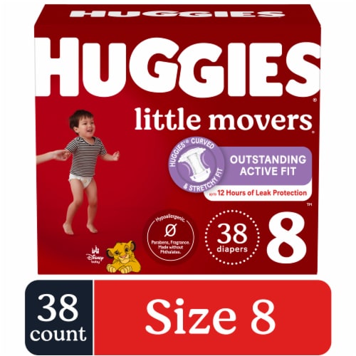 Huggies Little Movers Size 4 Baby Diapers (22-37 lbs) - Size 8 / 38 count