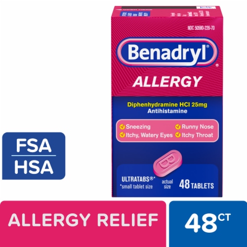 Benadryl Ultratabs Allergy & Cold Relief Tablets Diphenhydramine HCl - 48 ct