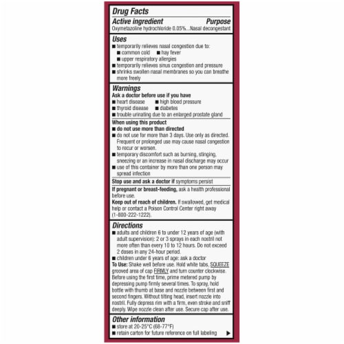 Kroger® Nasal Decongestant Maximum Strength Nasal Spray Oxymetazoline HCl - No Drip Original