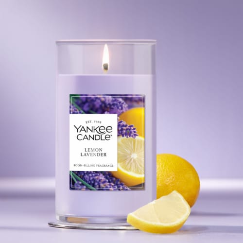 Yankee Candle Medium Pillar Scented Candle with up to 115 Hour Burn Time, 14.25 oz - Lemon Lavender
