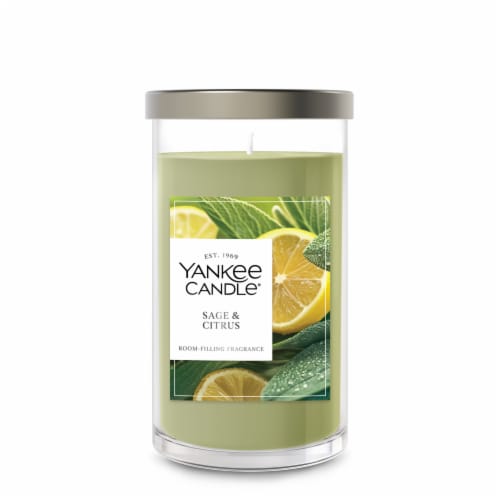 Yankee Candle Medium Pillar Scented Candle with up to 115 Hour Burn Time, 14.25 oz - Sage and Citrus