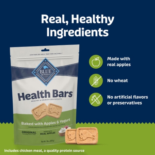 Blue Buffalo Health Bars Crunchy Biscuits Dog Treats Natural Apple & Yogurt - Blue Buffalo Health Bars Crunchy Biscuits Dog Treats Natural Apple & Yogurt