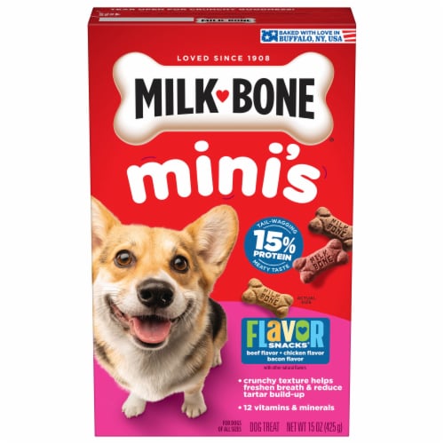 Milk-Bone Flavor Snacks Mini’s Dog Biscuits, Flavored Crunchy Dog Treats, 15 Oz. Box - Milk-Bone Flavor Snacks Mini’s Dog Biscuits, Flavored Crunchy Dog Treats, 15 Oz. Box