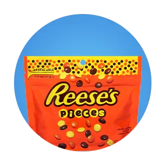 Reese's candy bag on a blue background